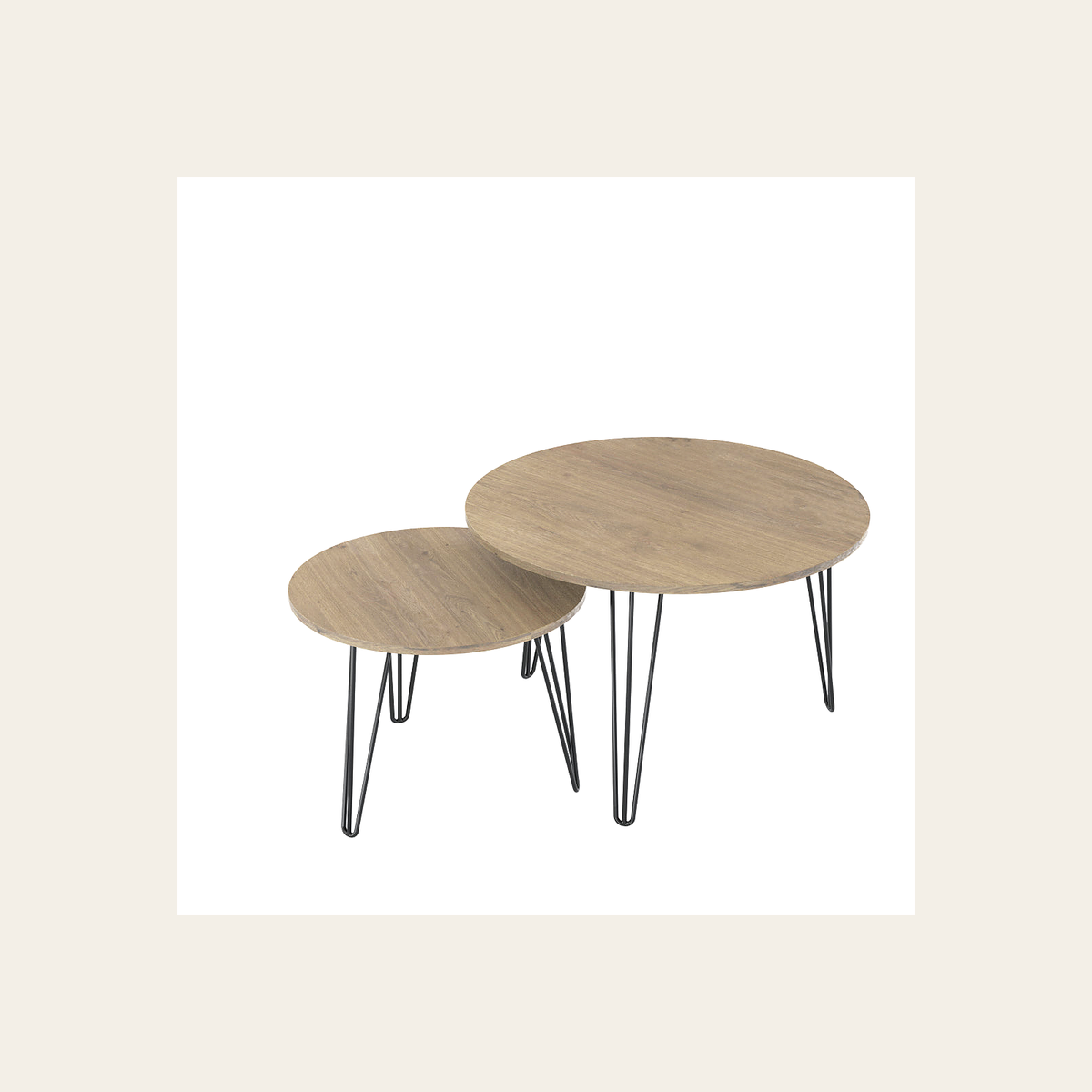 Round Wood-Effect Nesting Tables – Set of 2 – Rovenmere Home