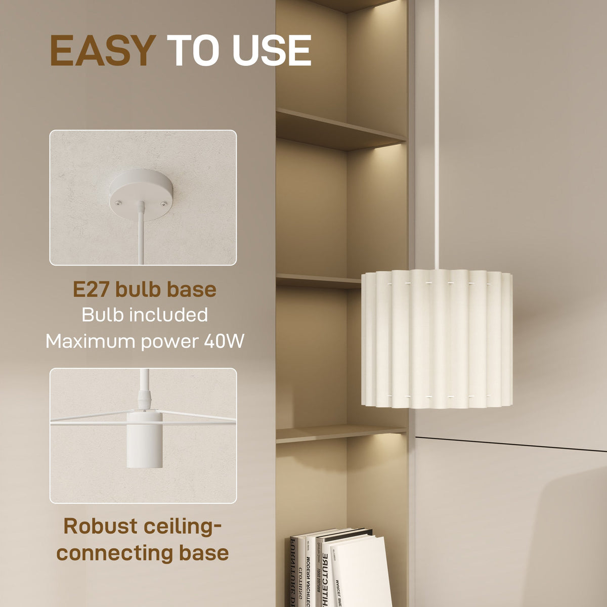 White linen pendant light detail