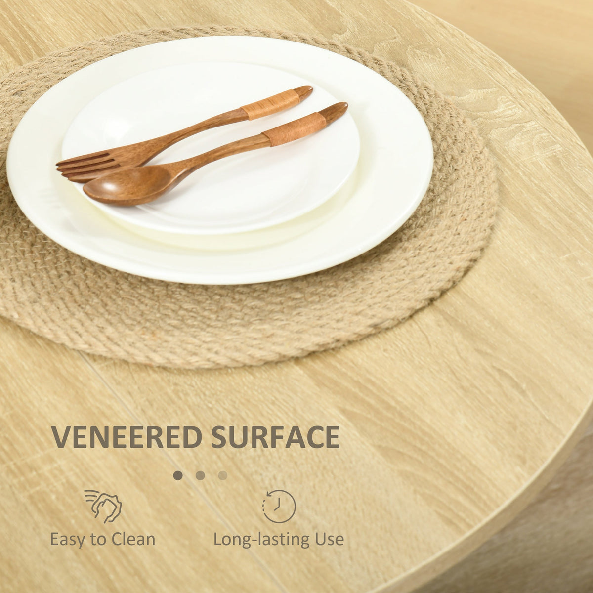 Oak drop-leaf dining table detail