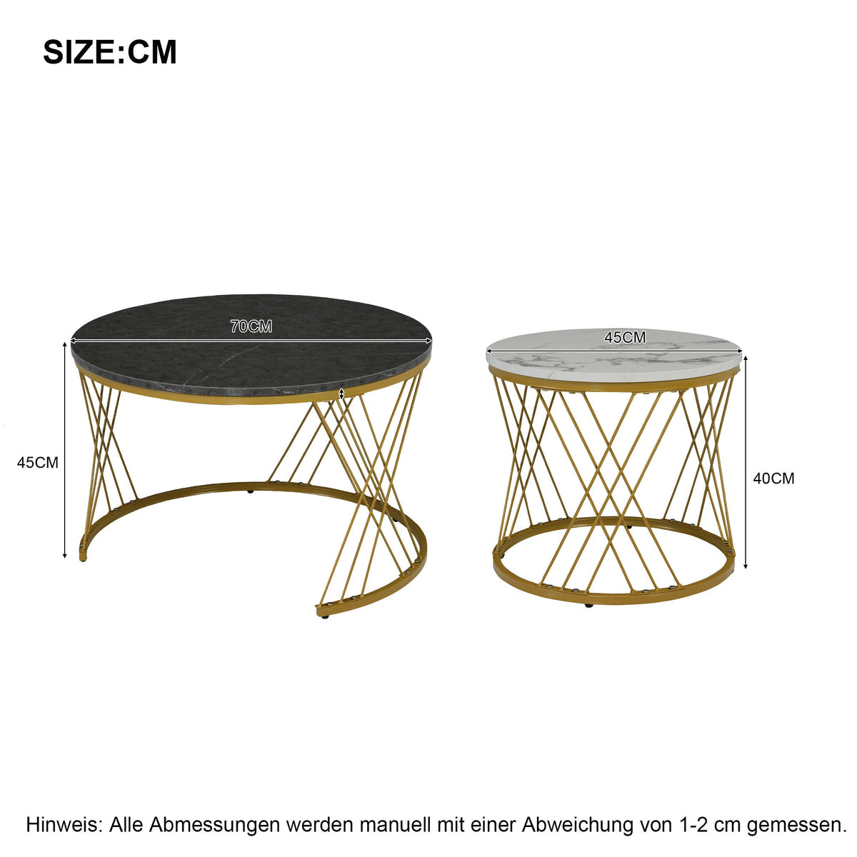 Marble-Effect Nesting Coffee Tables – detail view