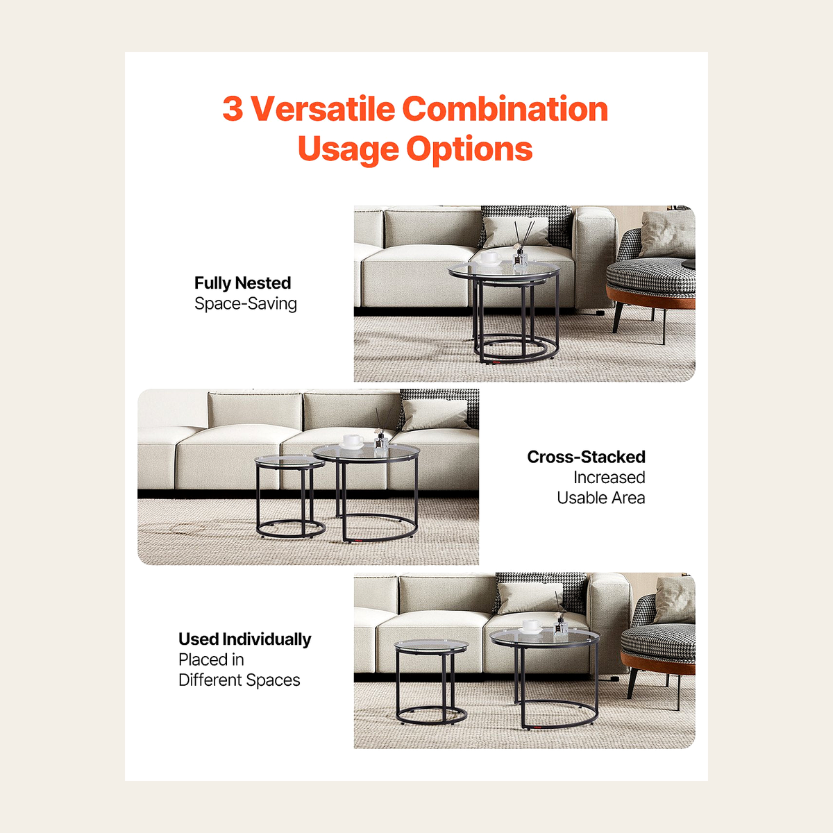 Glass Nesting Tables – Set of 2 – Rovenmere Home
