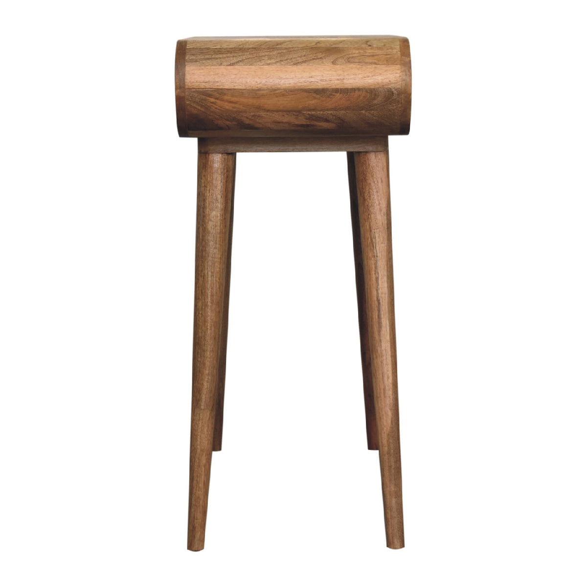 Solid Wood Mini round Dressing Table, 1 Drawer with Storage Compartments, Nordic Legs, Oak-Ish, Brown