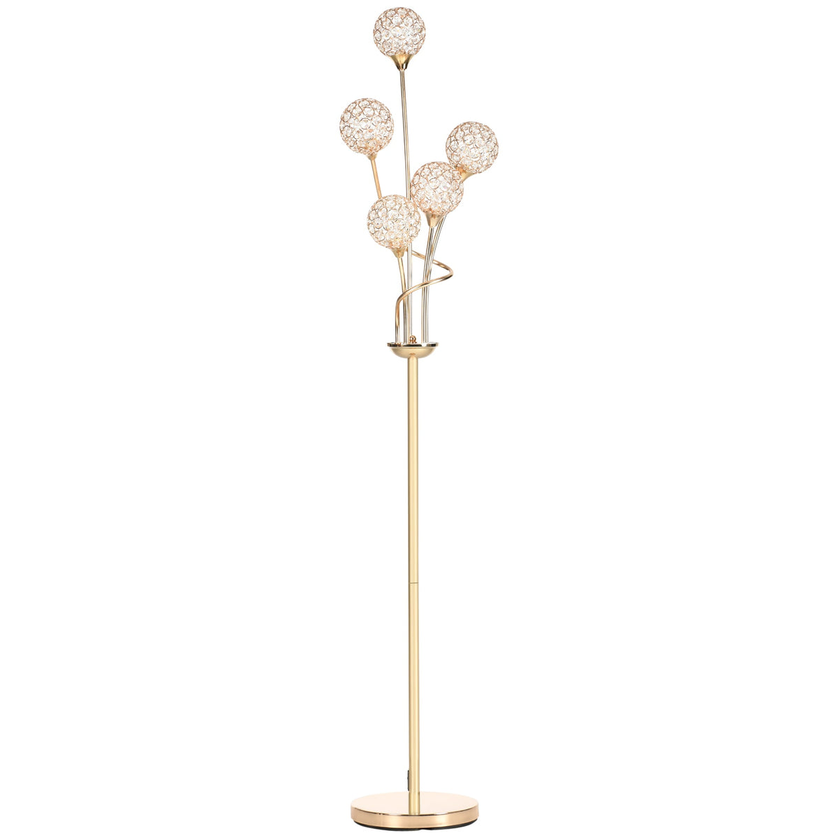 Gold five-light floor lamp detail