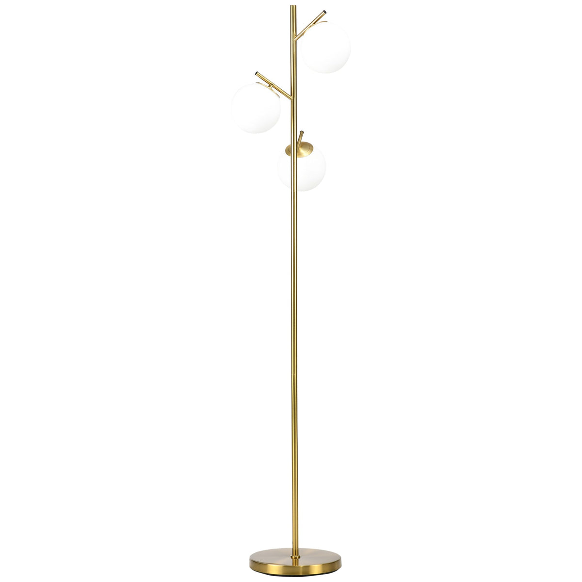 Gold three-globe floor lamp detail