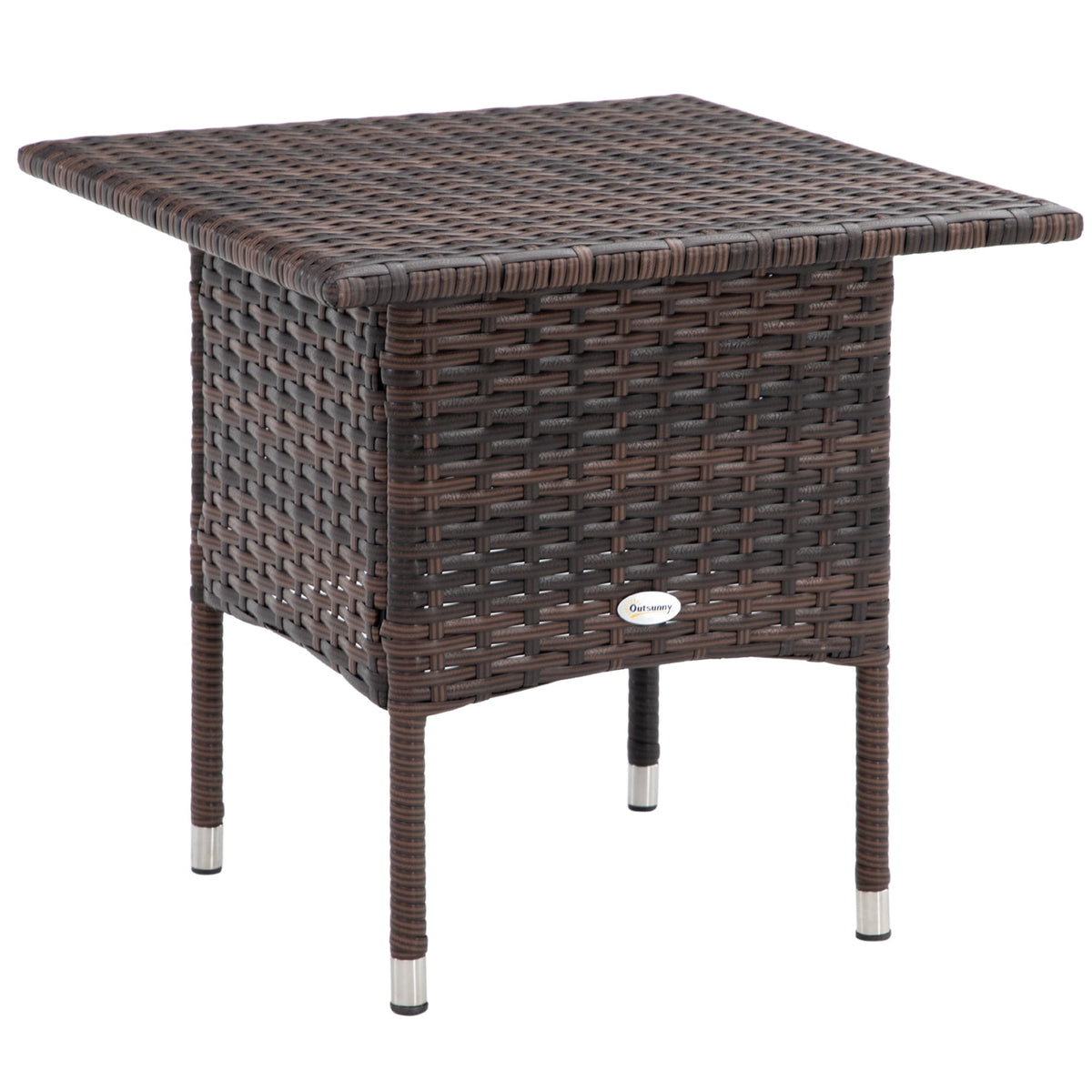 Woven rattan garden side table detail