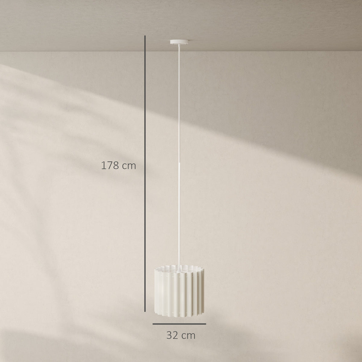 White linen pendant light detail