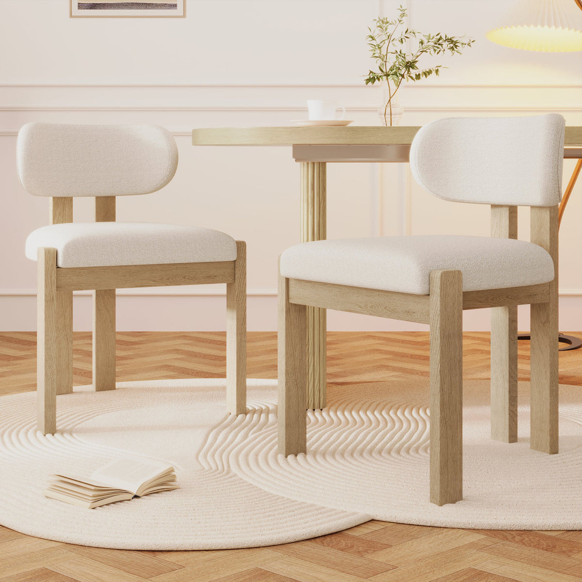 Boucle dining chairs detail