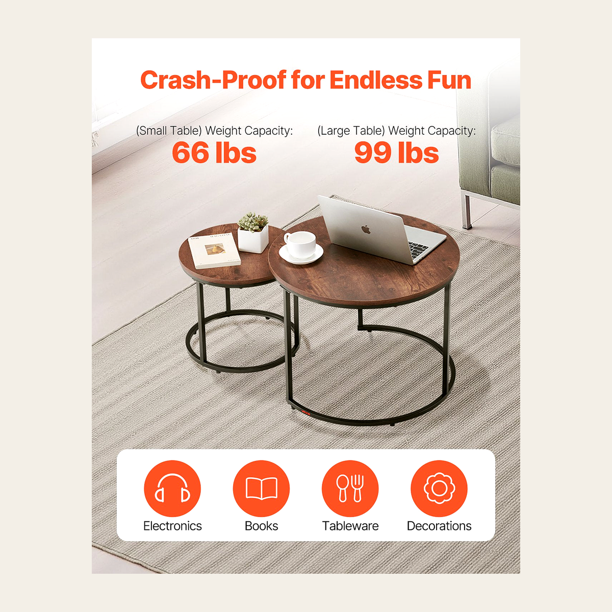 Vintage Brown Nesting Tables – Set of 2 – Rovenmere Home