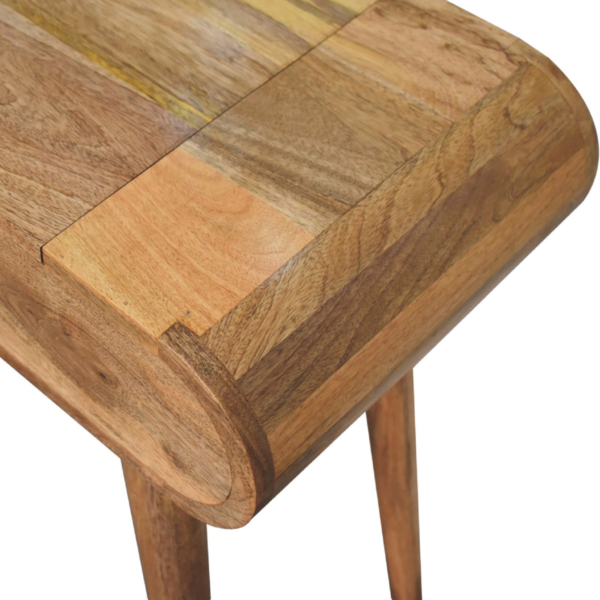 Solid Wood Mini round Dressing Table, 1 Drawer with Storage Compartments, Nordic Legs, Oak-Ish, Brown