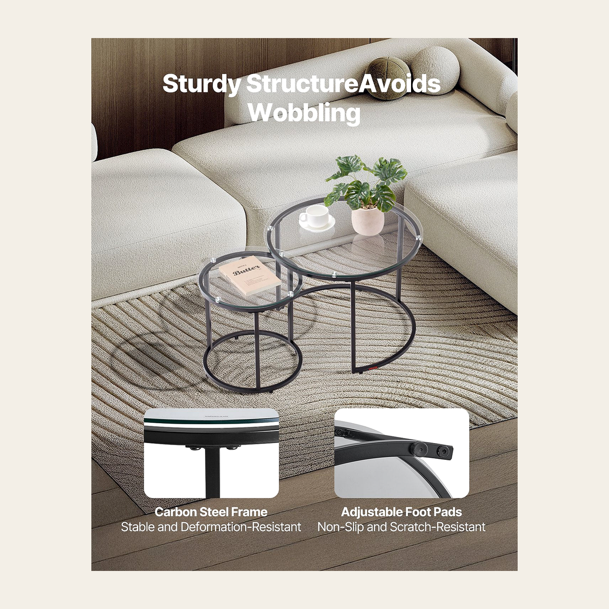 Glass Nesting Tables – Set of 2 – Rovenmere Home