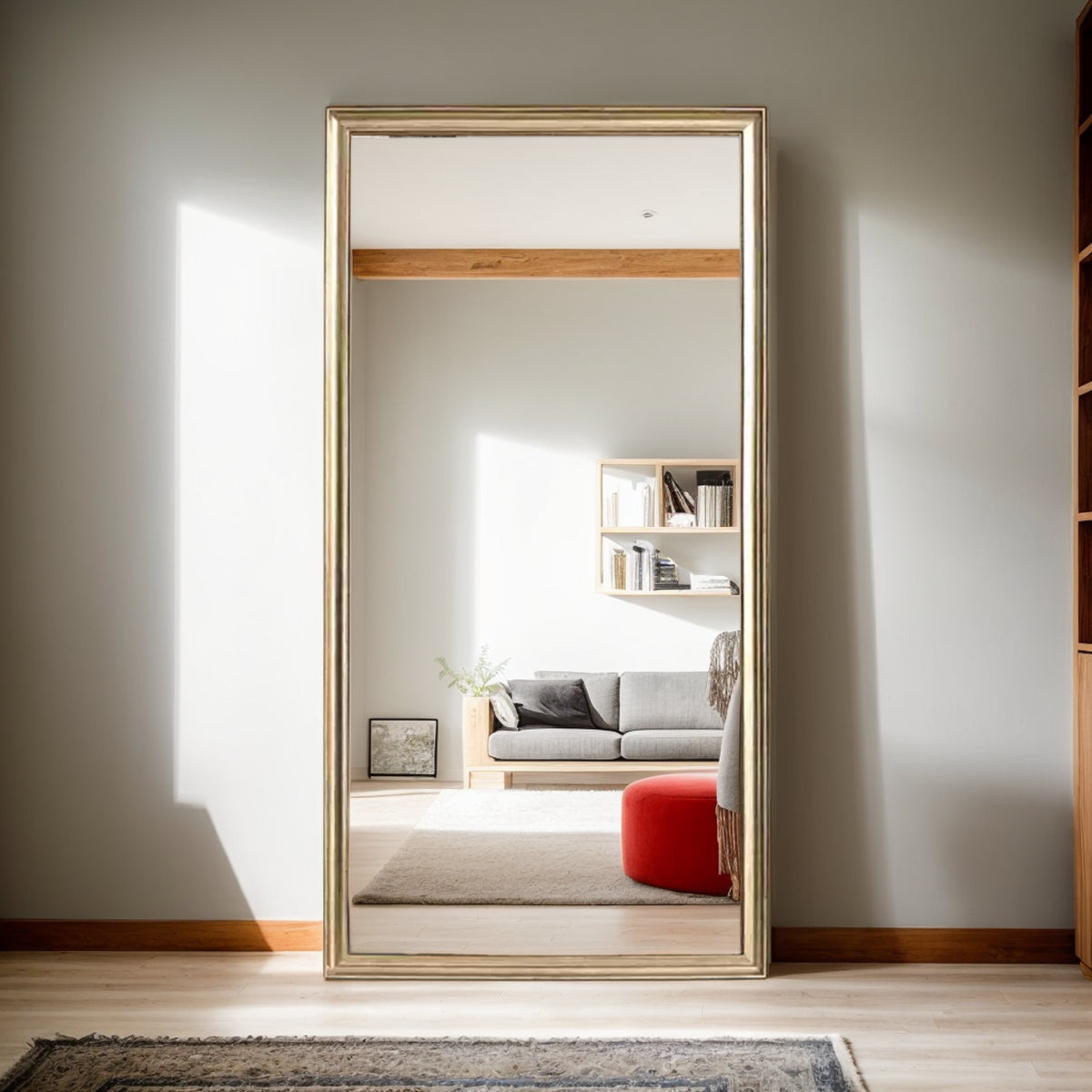 70 X 32 Gold Full Length Floor Mirror with PS Frame, Large Wall Mounted or Leaning Body Mirror for Bedroom, Living Room, Entryway