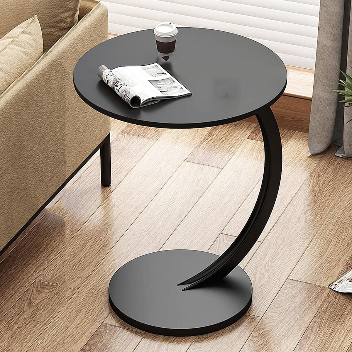 Round C-Shaped Side Table – product view
