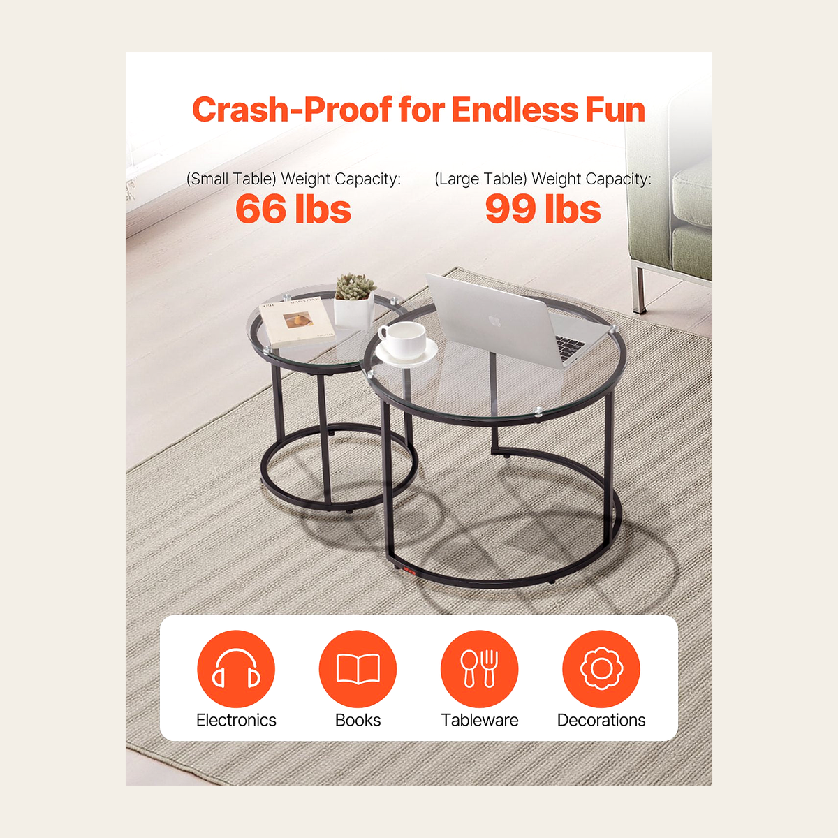 Glass Nesting Tables – Set of 2 – Rovenmere Home