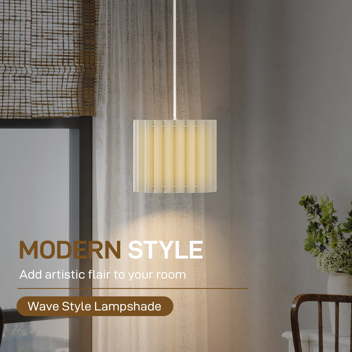 White linen pendant light detail