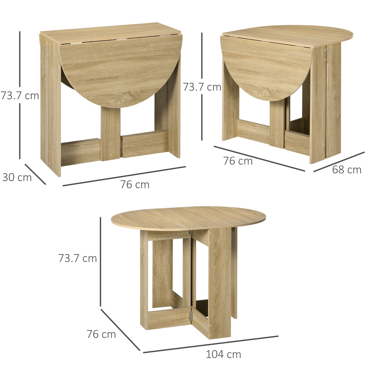 Oak drop-leaf dining table detail