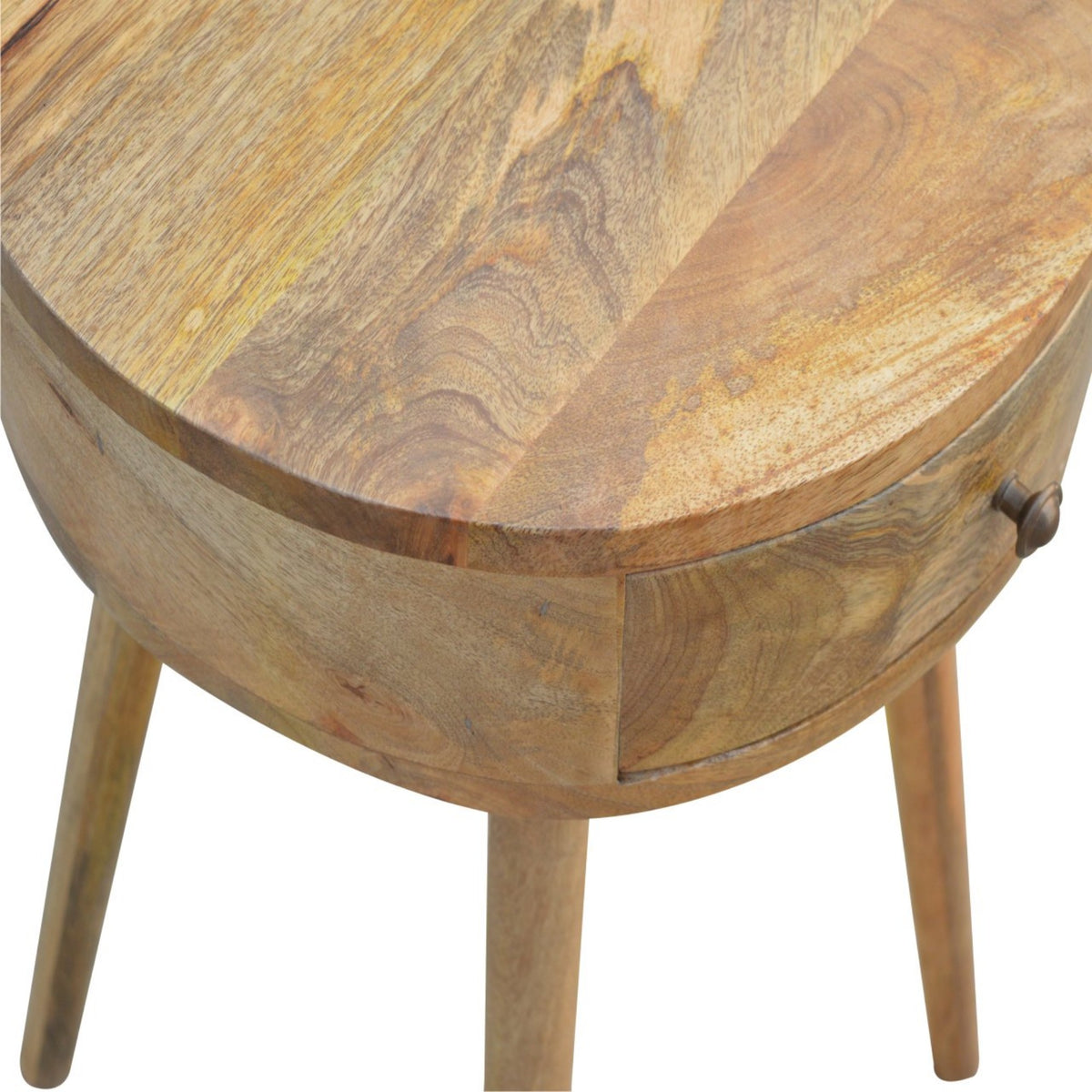 Solid Wood Nordic Circular Shaped Bedside, 1 Drawer