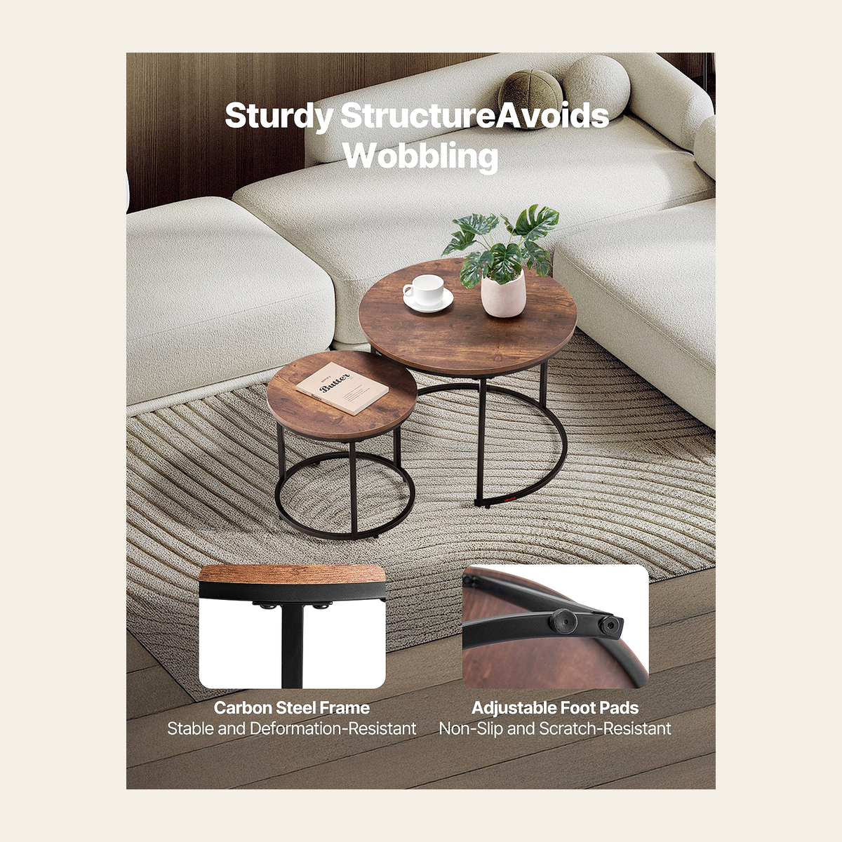 Vintage Brown Nesting Tables – Set of 2 – Rovenmere Home