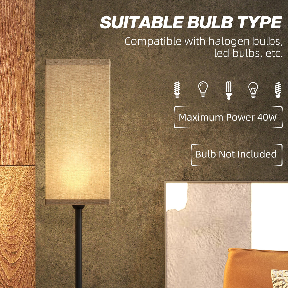Black linen floor lamp detail