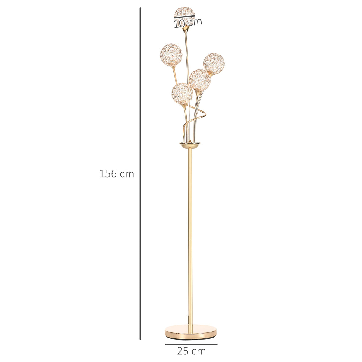 Gold five-light floor lamp detail
