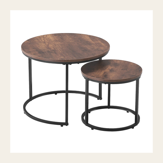 Vintage Brown Nesting Tables – Set of 2 – Rovenmere Home