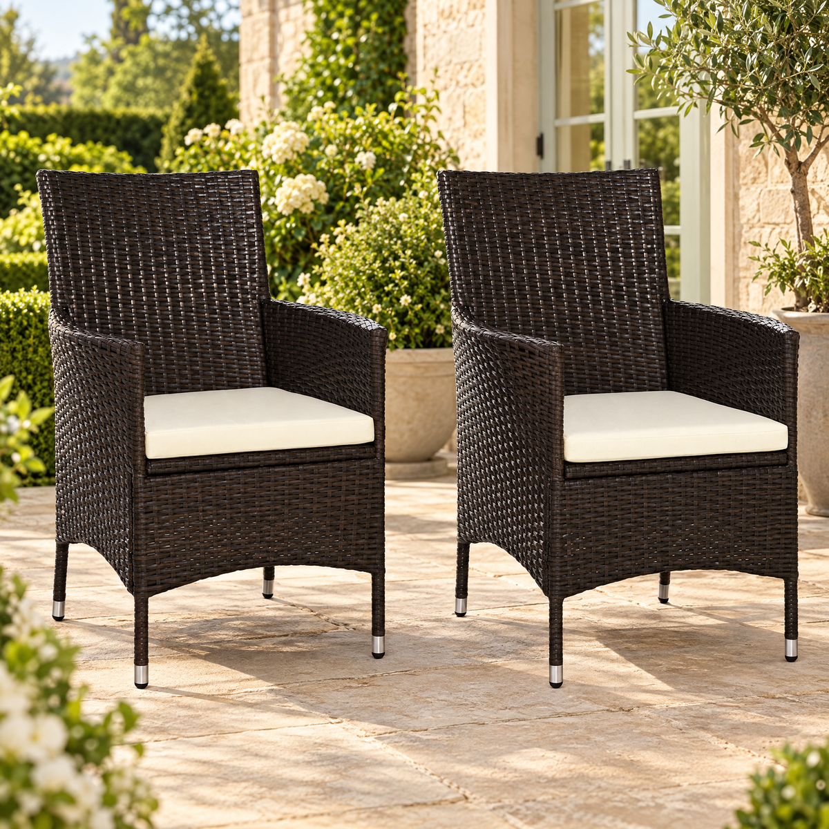Rovenmere Rattan Garden Armchairs – Set of 2 – Rovenmere