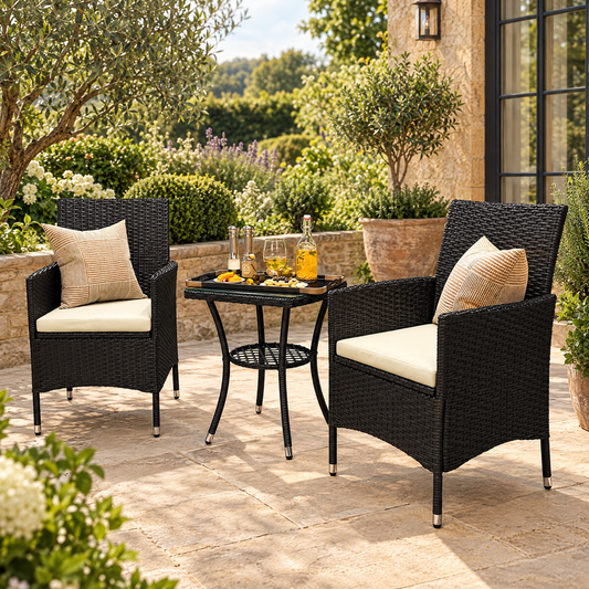 Rovenmere Black Rattan Bistro Set – Rovenmere