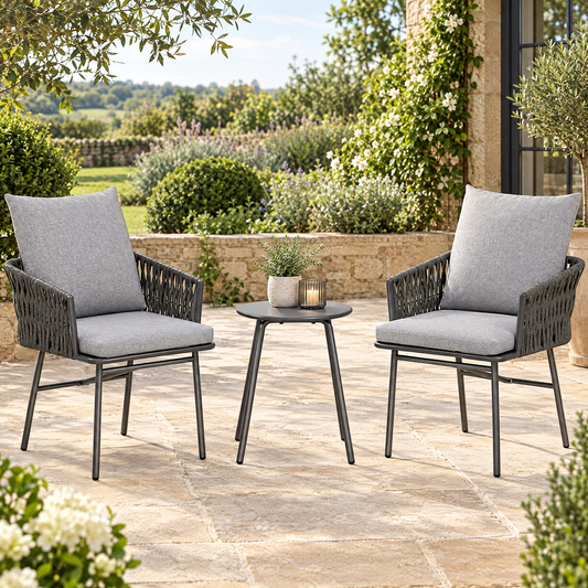 Rovenmere Cushioned Rattan Bistro Set – Rovenmere