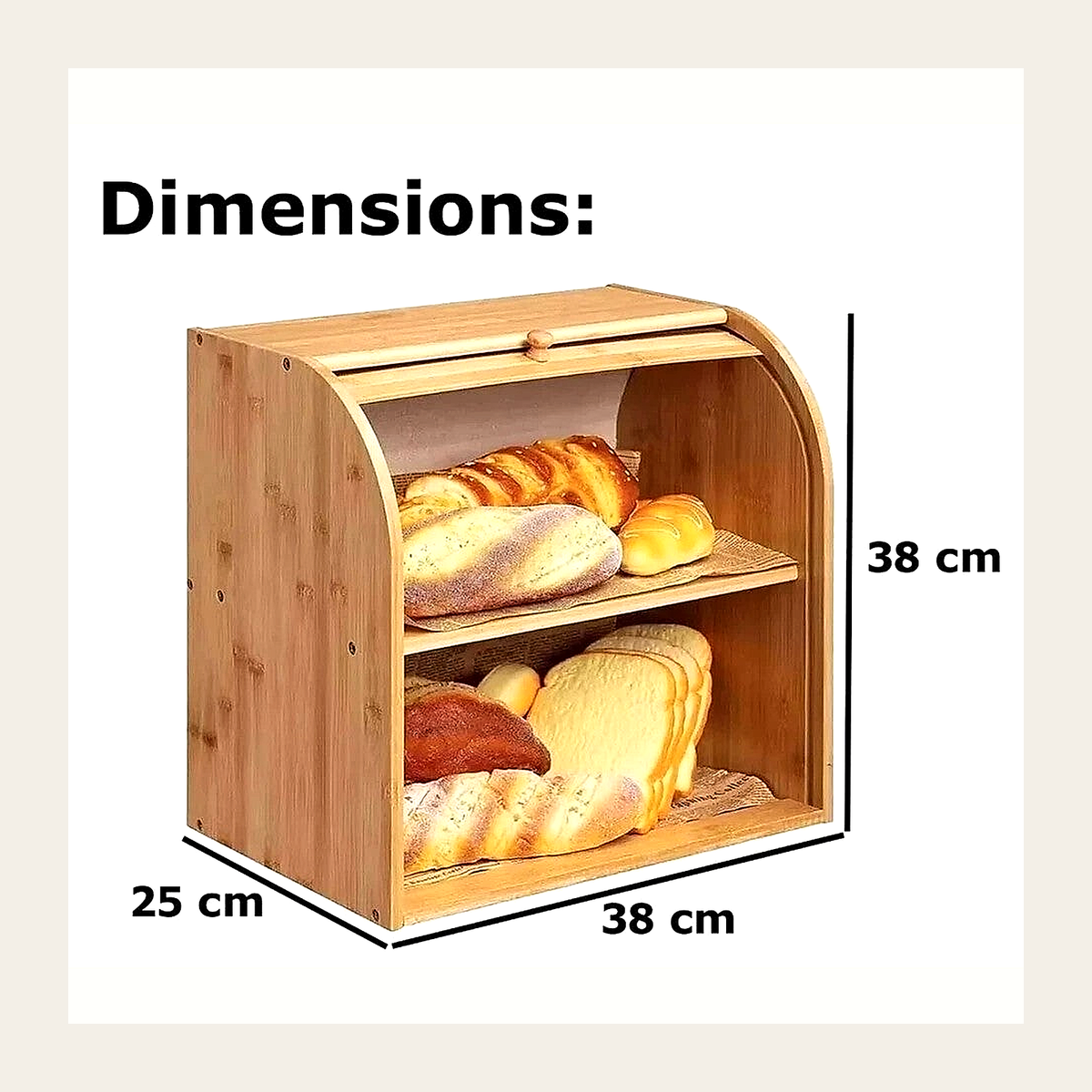 Two-Tier Bamboo Roll-Top Bread Bin – Rovenmere Home
