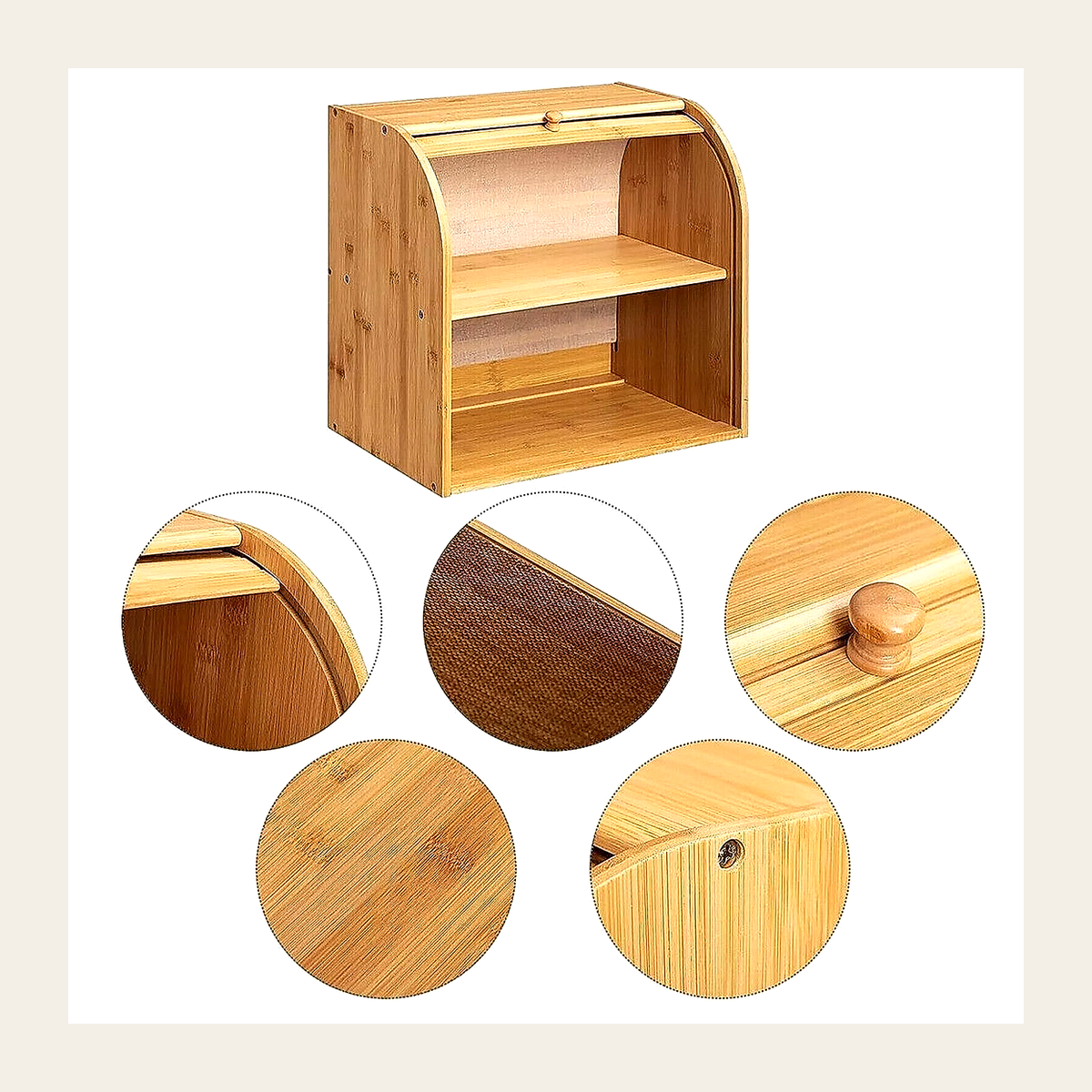 Two-Tier Bamboo Roll-Top Bread Bin – Rovenmere Home