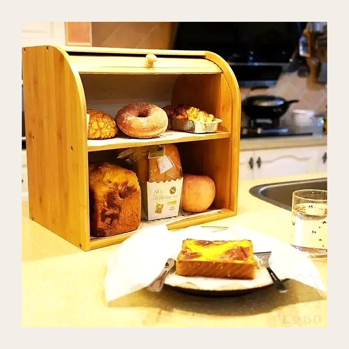 Two-Tier Bamboo Roll-Top Bread Bin – Rovenmere Home