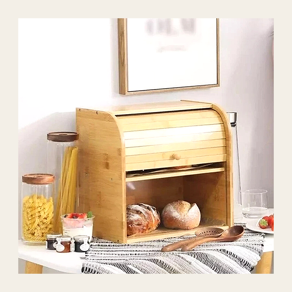 Two-Tier Bamboo Roll-Top Bread Bin – Rovenmere Home
