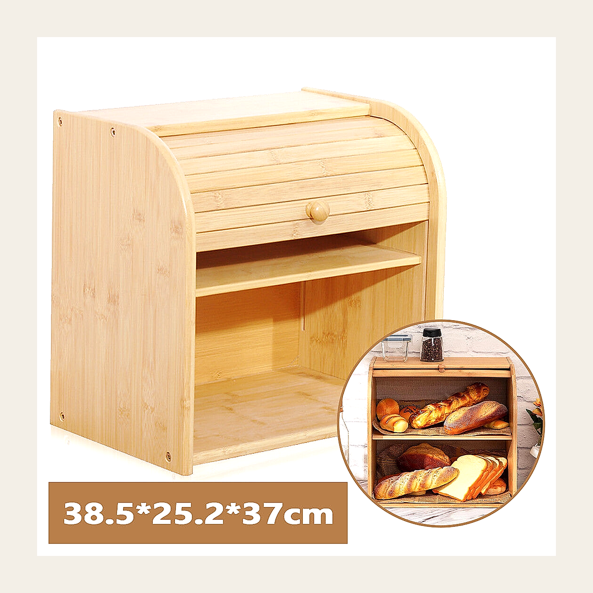 Two-Tier Bamboo Roll-Top Bread Bin – Rovenmere Home