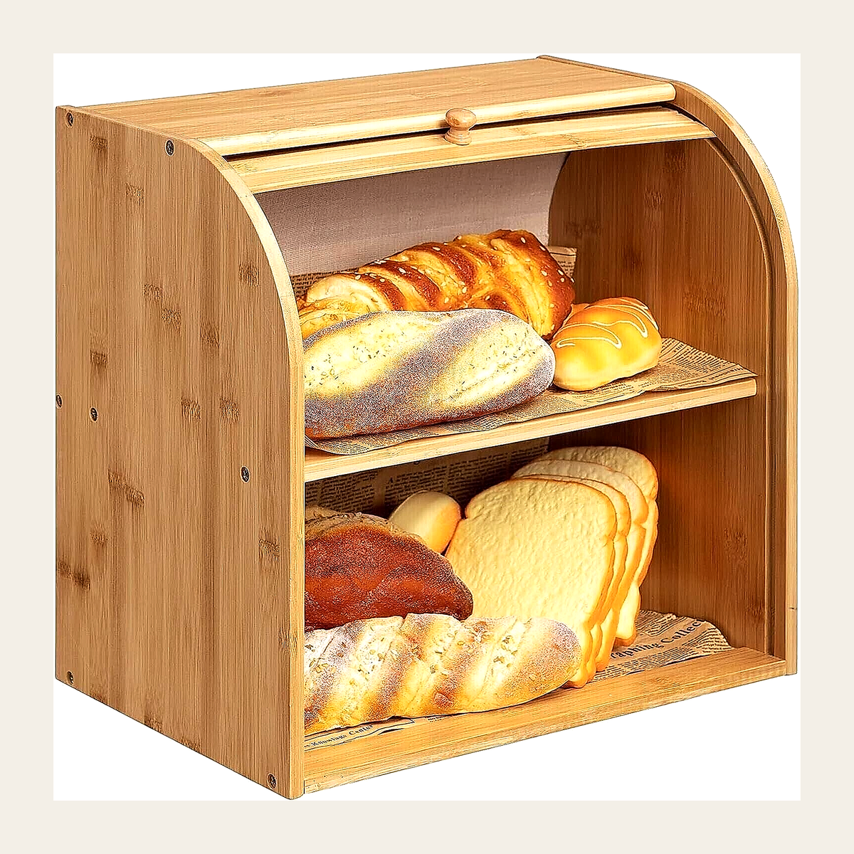 Two-Tier Bamboo Roll-Top Bread Bin – Rovenmere Home