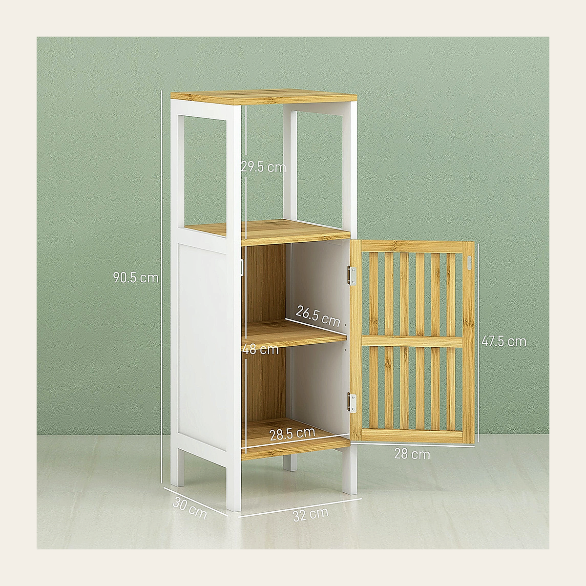Bamboo-Blend Slim Bathroom Storage Cabinet – Rovenmere Home