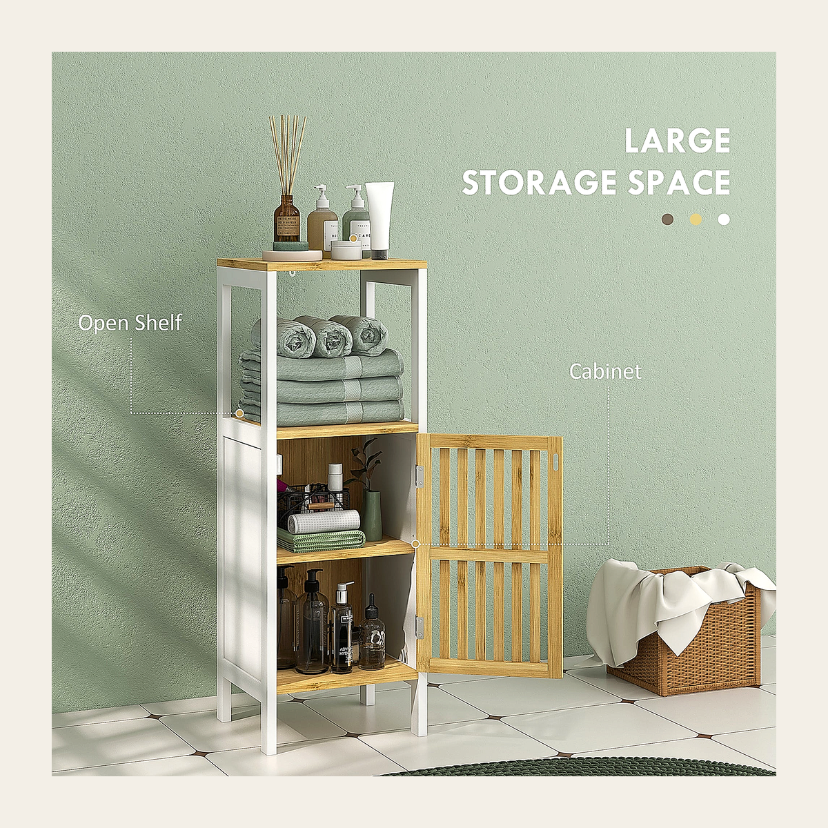 Bamboo-Blend Slim Bathroom Storage Cabinet – Rovenmere Home