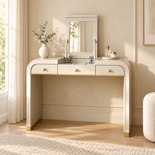 Champagne flip-mirror dressing table