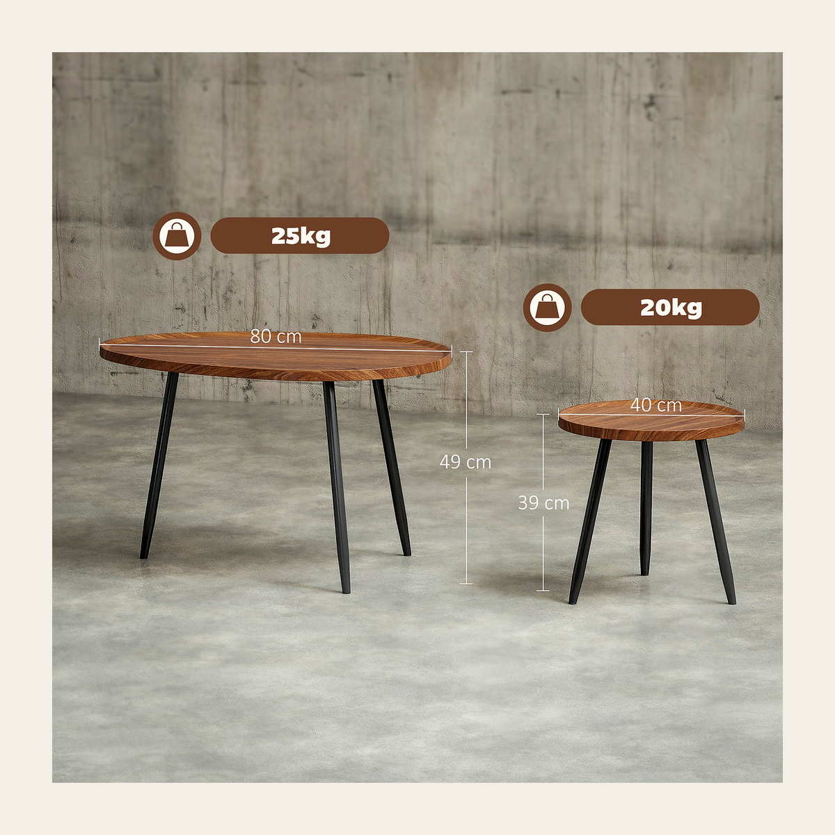 Chestnut Nesting Coffee Tables – Set of 2 – Rovenmere Home