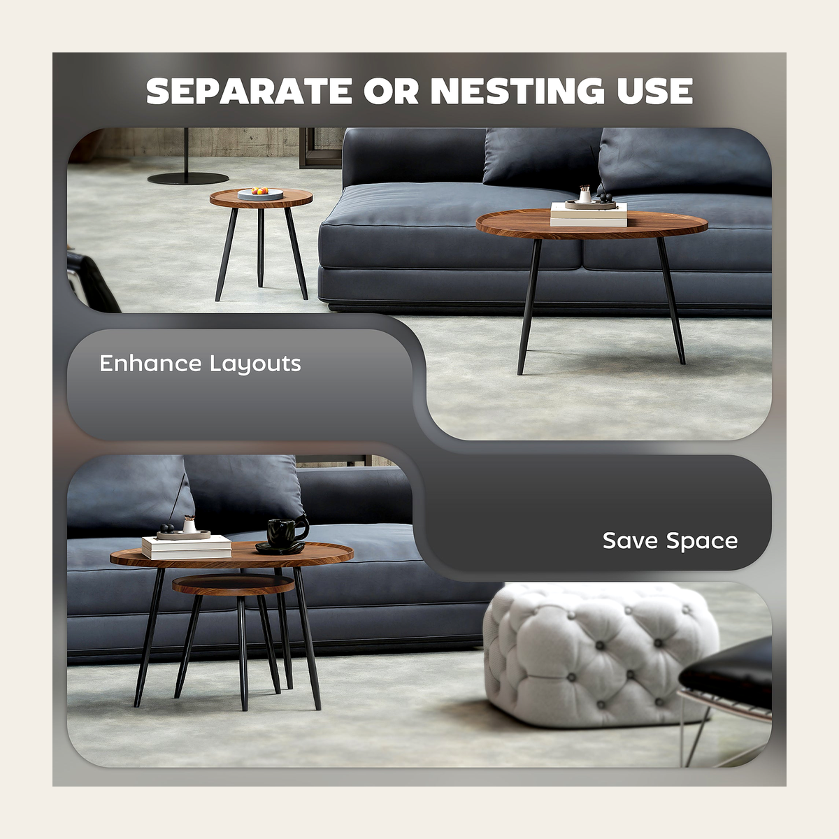Chestnut Nesting Coffee Tables – Set of 2 – Rovenmere Home