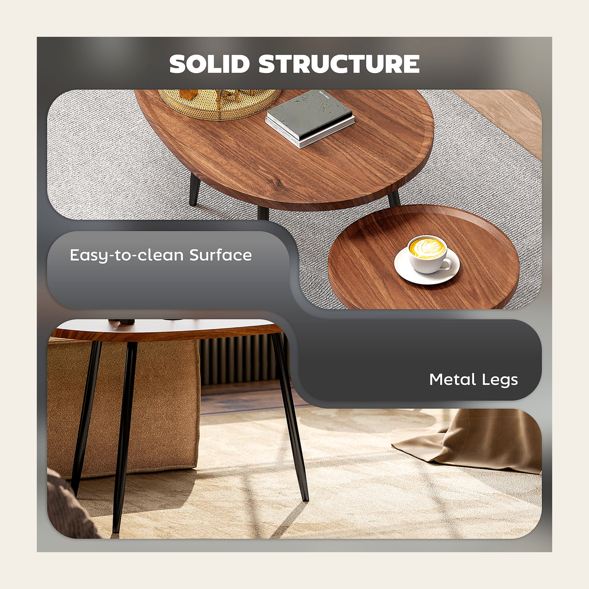 Chestnut Nesting Coffee Tables – Set of 2 – Rovenmere Home