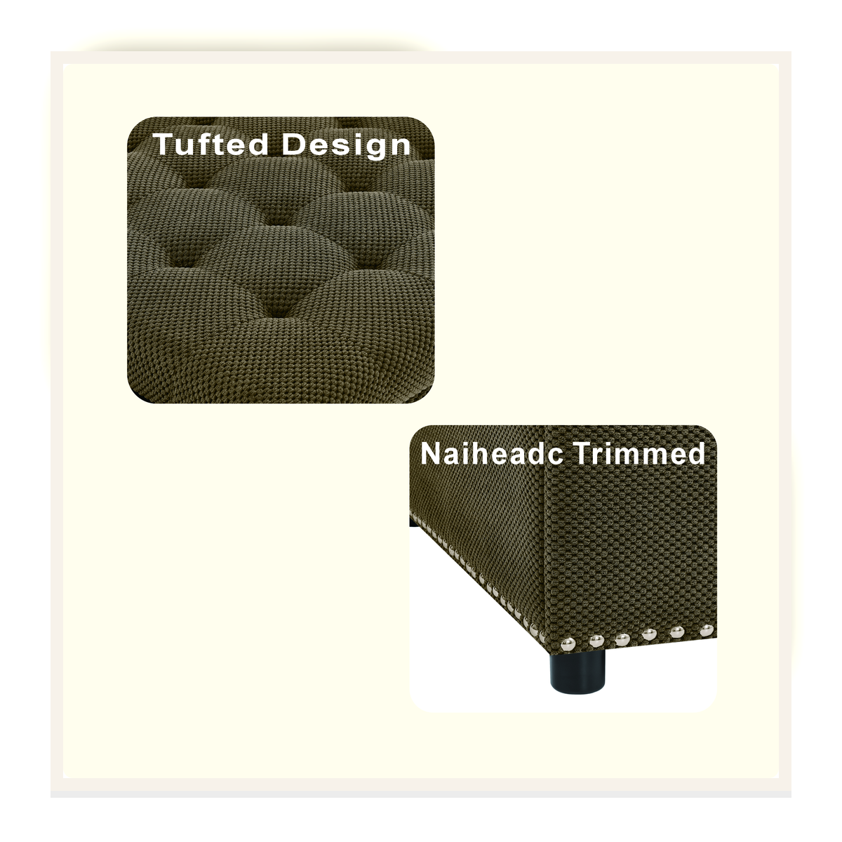 Rovenmere coffee-brown upholstered storage ottoman