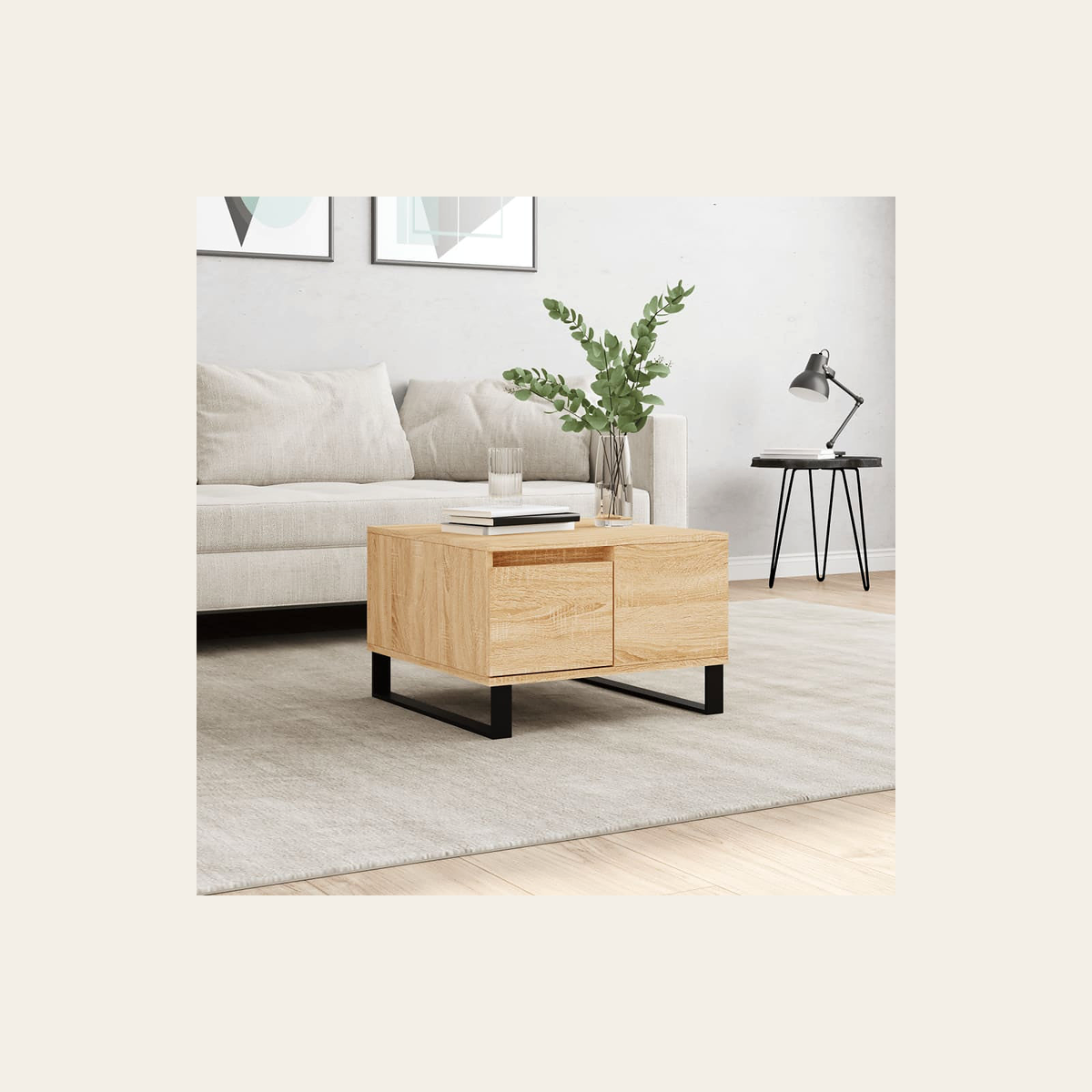Compact Wood-Effect Coffee Table – 55cm – Rovenmere Home