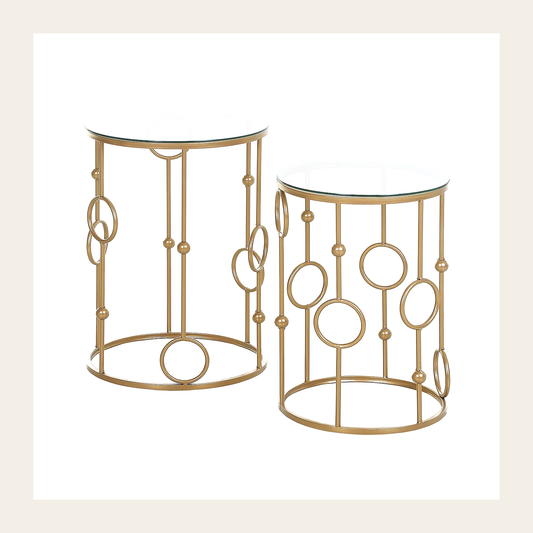 Gold-Tone Round Nesting Tables – Set of 2 – Rovenmere Home