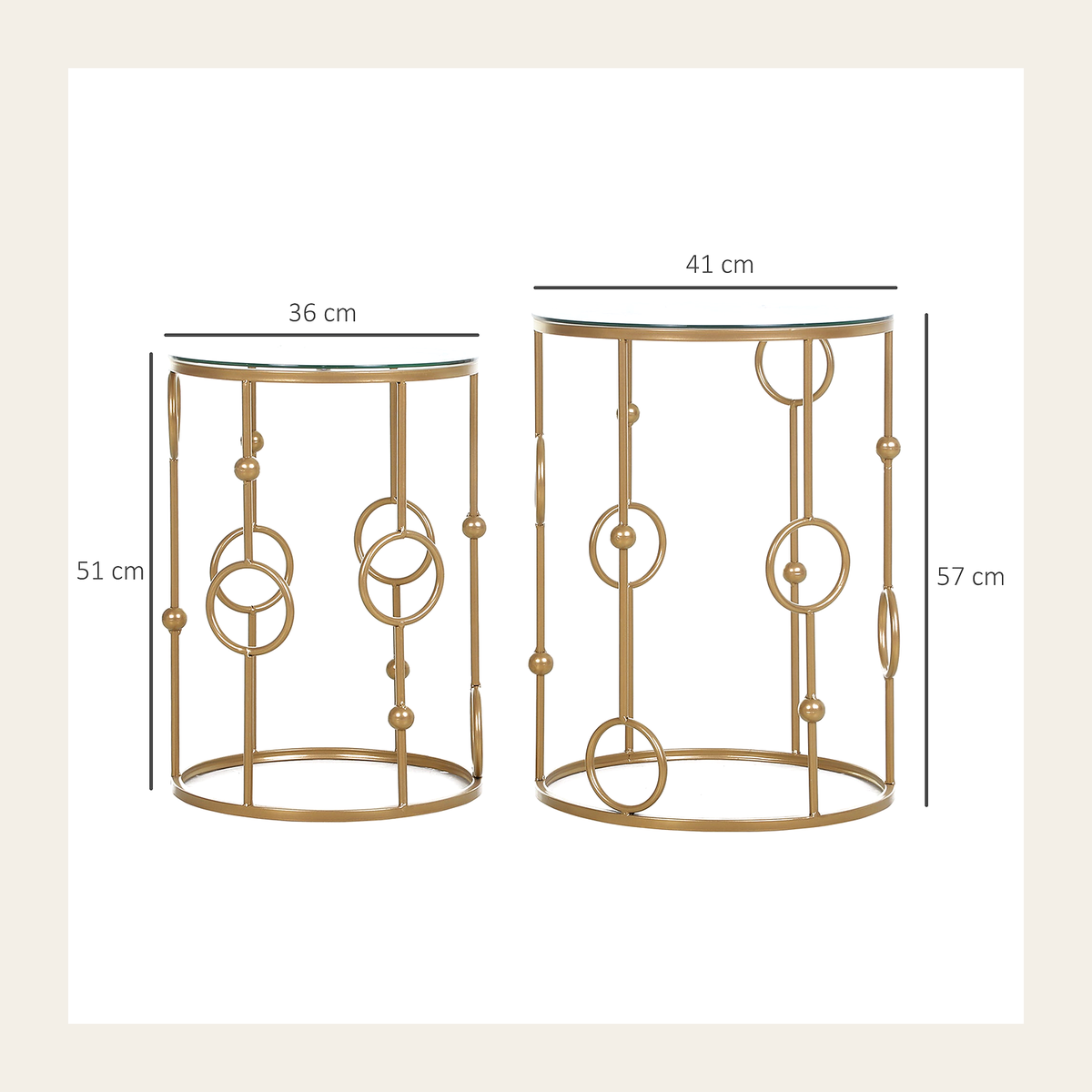 Gold-Tone Round Nesting Tables – Set of 2 – Rovenmere Home