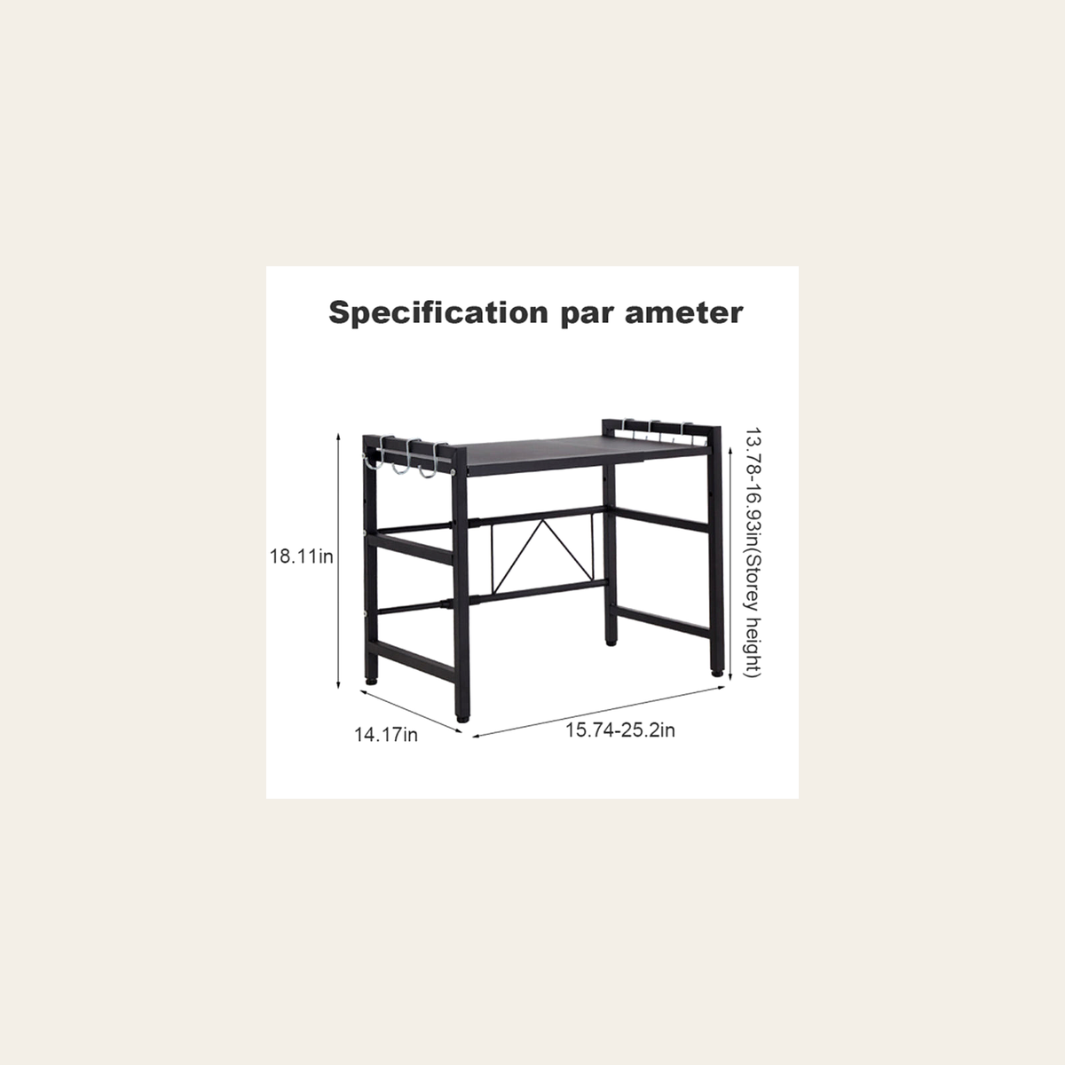 Two-Tier Kitchen Storage Rack – Black – Rovenmere Home