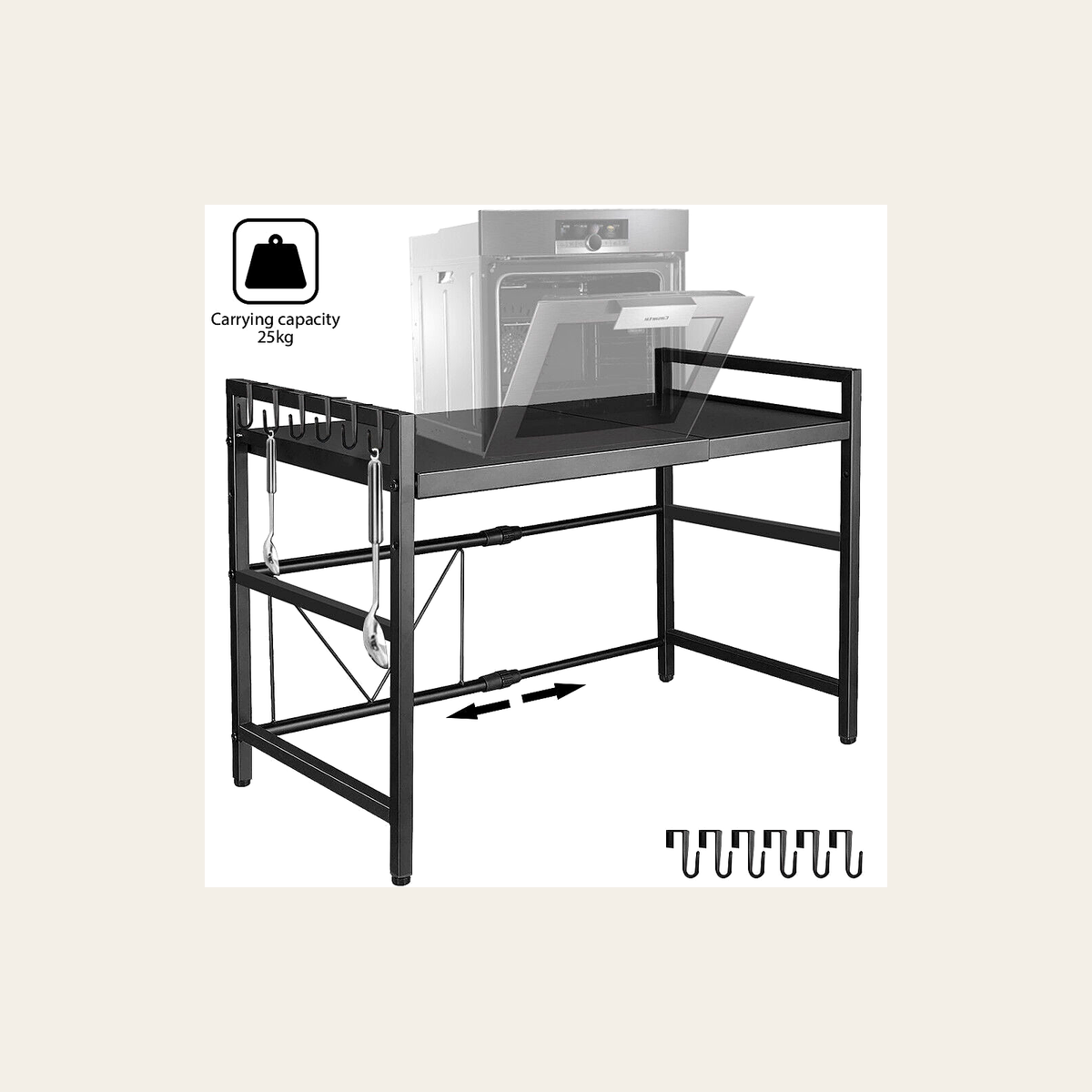 Two-Tier Kitchen Storage Rack – Black – Rovenmere Home