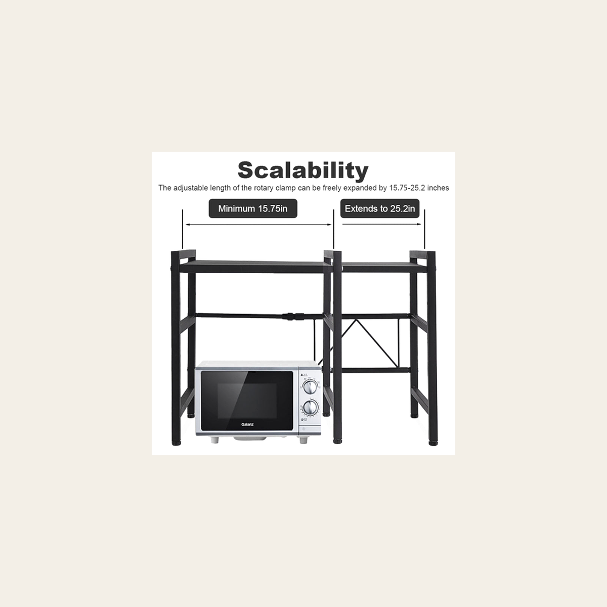 Two-Tier Kitchen Storage Rack – Black – Rovenmere Home