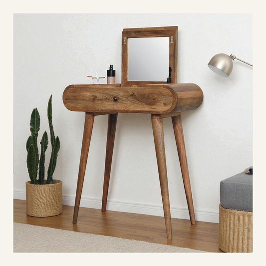 Rovenmere solid mango wood dressing table with mirror