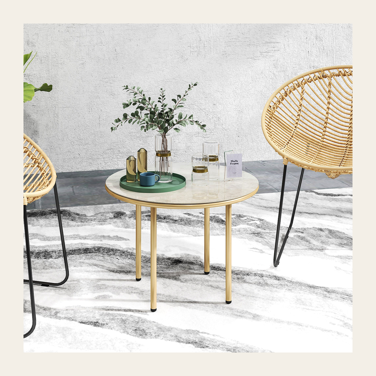 Round Faux Marble Coffee Table – Rovenmere Home