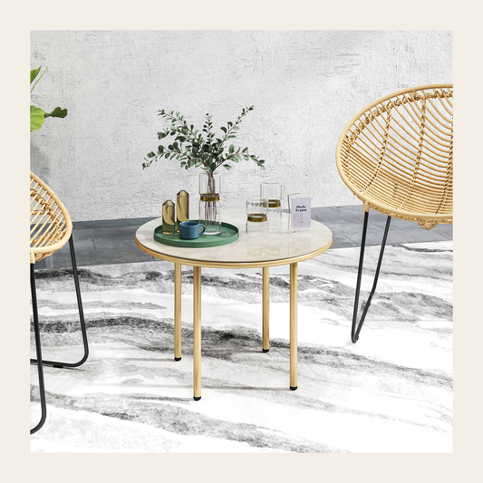 Round Faux Marble Coffee Table – Rovenmere Home