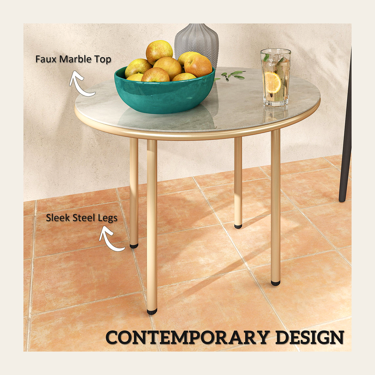 Round Faux Marble Coffee Table – Rovenmere Home